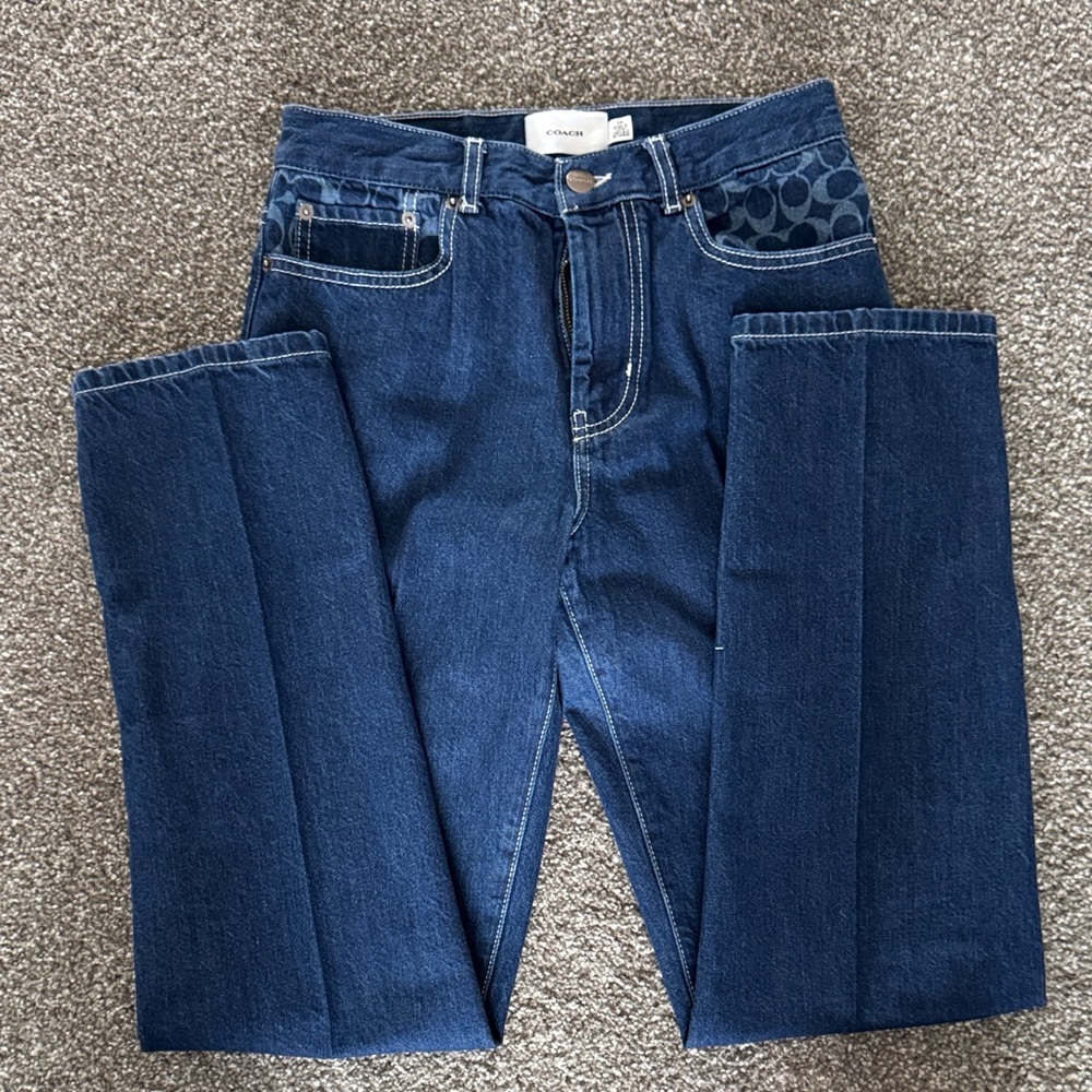 💙😍Coach Dark Blue Straight Leg Jeans 👖 unisex size28 - Picture 4 of 16